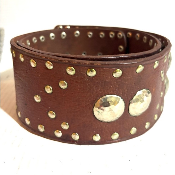 Motif Vintage Brown Studded Leather Belt main image 5